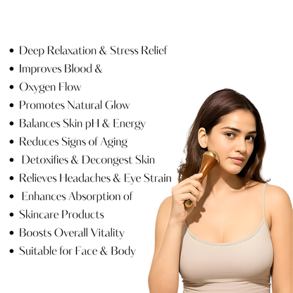 Kansa Wand 2-in-1 Ayurvedic Massager – Face, Body & Foot | 100% Bronze (Kansa/Kasya Vati)