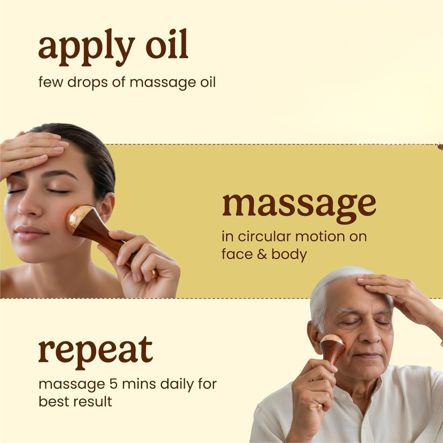 Kansa Wand 2-in-1 Ayurvedic Massager – Face, Body & Foot | 100% Bronze (Kansa/Kasya Vati)