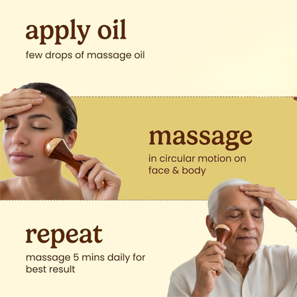 Kansa Wand 2-in-1 Ayurvedic Massager – Face, Body & Foot | 100% Bronze (Kansa/Kasya Vati)